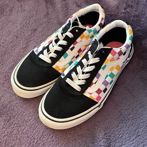 Juniors size 4 multicolored checkered vans - Picture 2 of 4